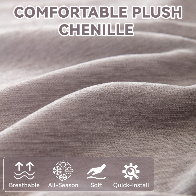 VC Life VClife Oversize Couch Cover Washable Sofa Cover for Dog Cat, Soft Chenille Couch Cover for 3-4 Cushion Couch Sofa Pet Friendly Slip Cover Furniture Protector for Home Living Room, Gray, 71"X150" - Image 5
